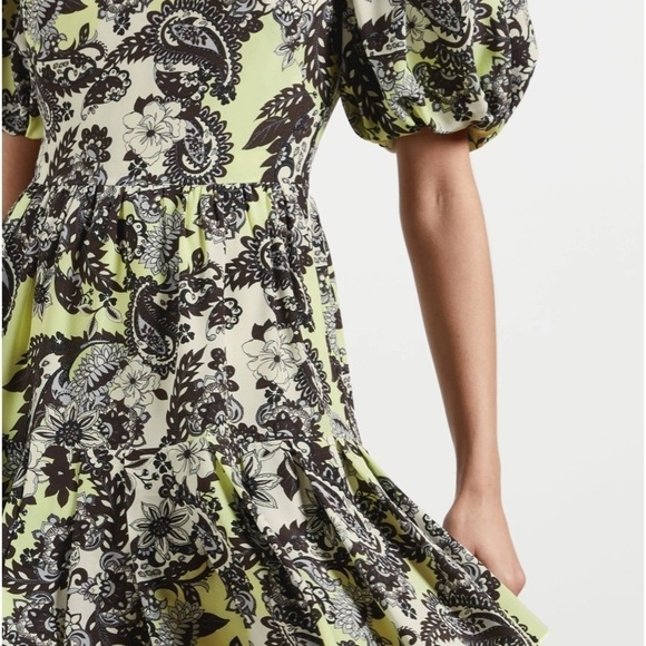 Ted Baker Paisley Mini Puff Sleeve Dress 100% Silk made in England - Picture 5 of 12